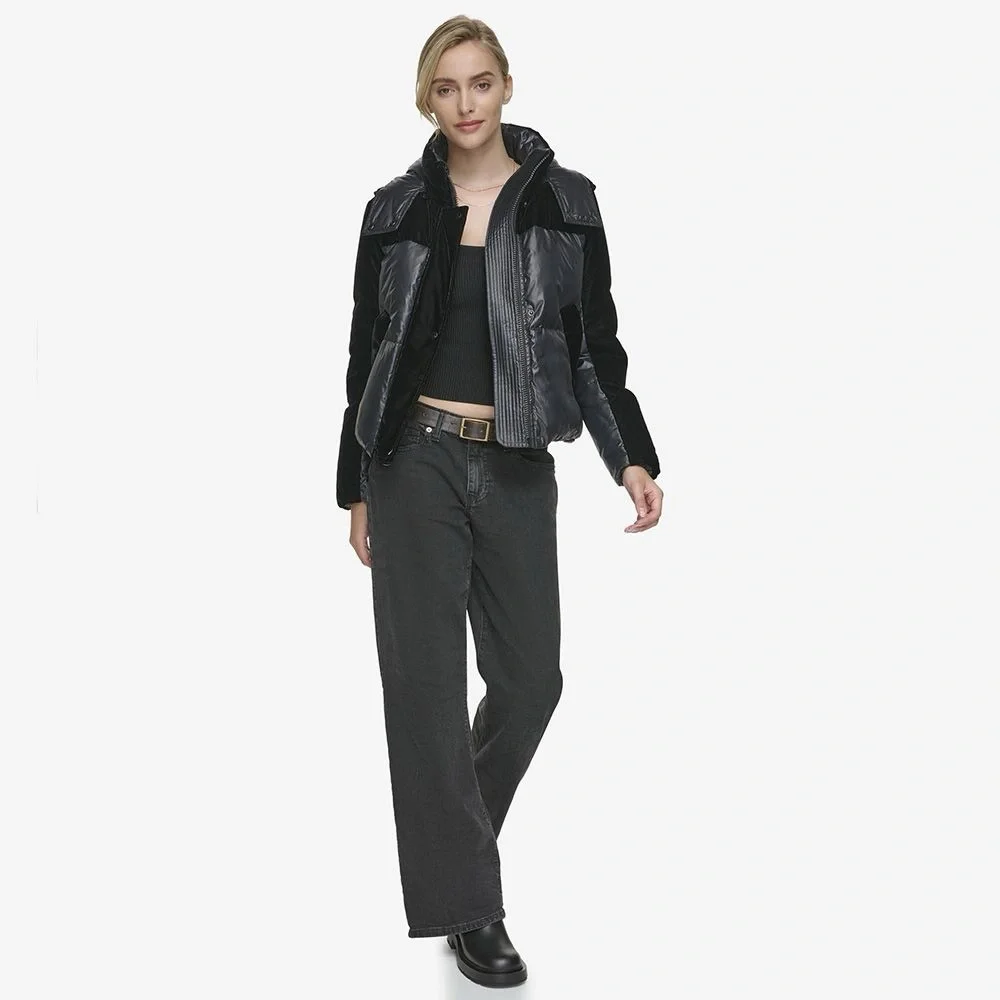 Marc New York black down/velvet puffer - Picture 2 of 13